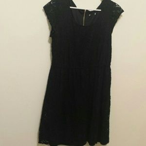 Black lace short sleeve dress