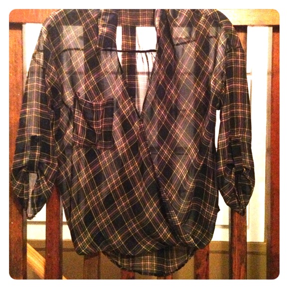 Plaid sheer top