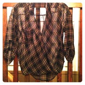 Plaid sheer top