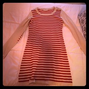 Anthropologie red and beige stripped dress