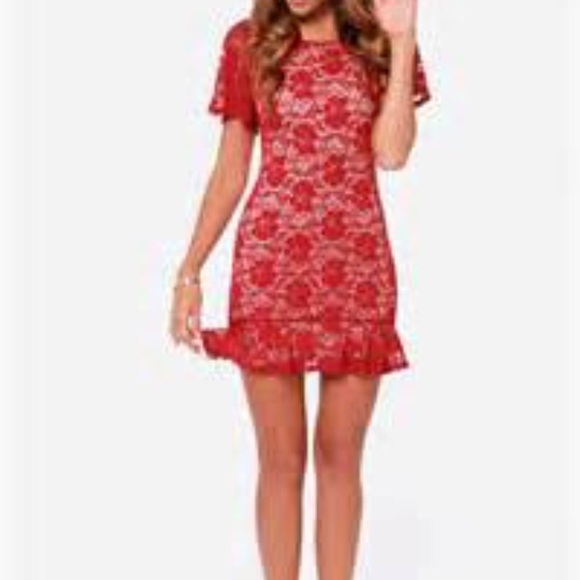 Solomio lace cut out back mini dress womens valentines M