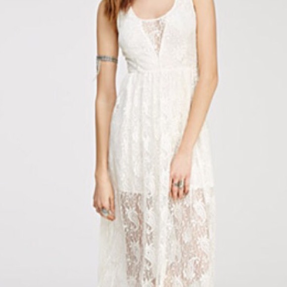 White lace maxi dress