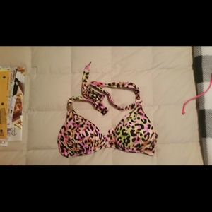 VS multicolor leopard padded halter bikini top