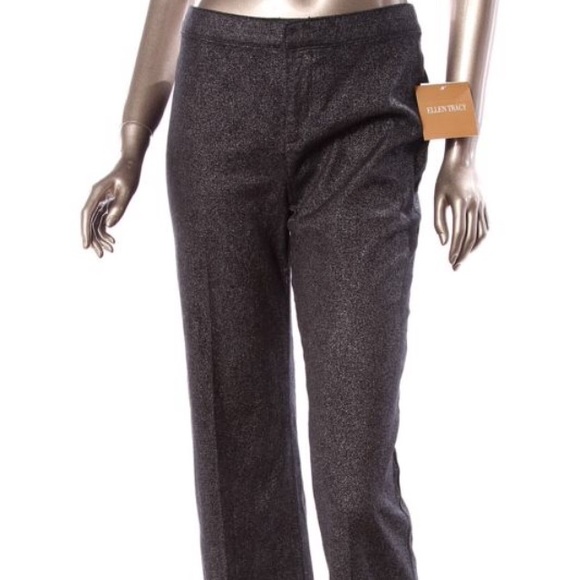 NWT $80 ELLEN TRACY “All That Glitters” LINDA Wide Leg Dress Pants sz 4 Metallic - Picture 6 of 8