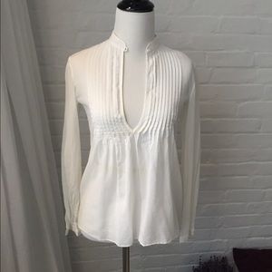 White sheer Theory long sleeve top