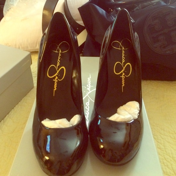 🏁Jessica Simpsoj Calie blk patent! Worn 1x!!!!