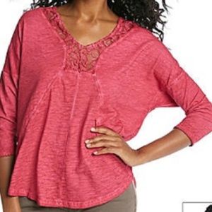 DKNY Rhubarb Lace Trip Top