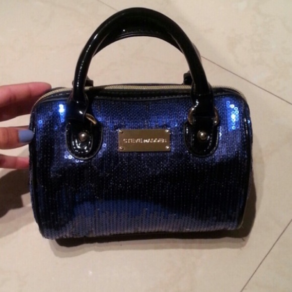 Steve Madden Blue and Black Sequin Purse mini
