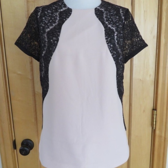 Ted Baker London Black & Pink Lace Top Blouse US 4