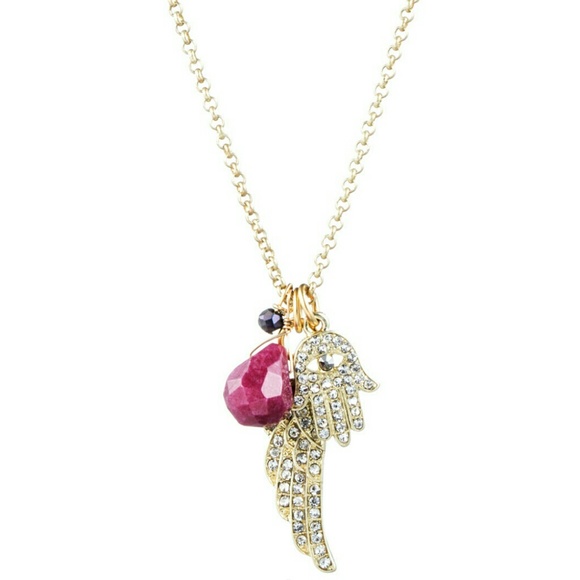 Danielle Stevens 12K Plated Jade & Crystal Pendant