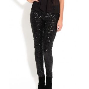 Black sequin leggings