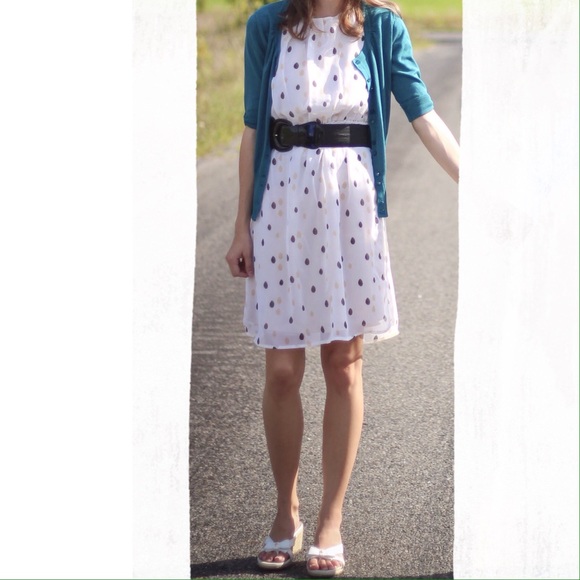 Black and Nude Polka Dot Chiffon Dress