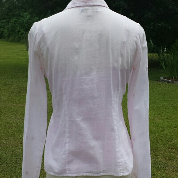 Semi-Sheer Long Sleeve Cotton Top - Picture 2 of 4