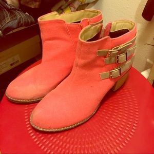 SOLD Stylish neon ankle strap boots.