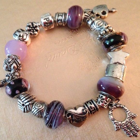 Sterling silver Pandora style charm bracelet
