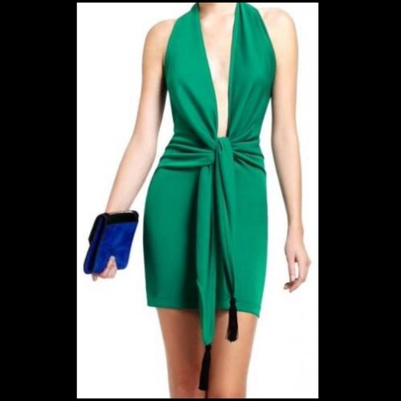 BCBGMAXAZRIA Lella plunge cocktail dress, green