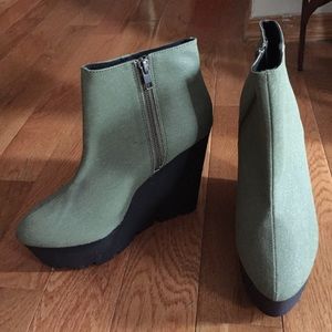 Cheap Monday Army Green Monolit Wedge Bootie 39