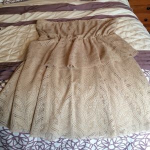 Cream lace strapless summer dress