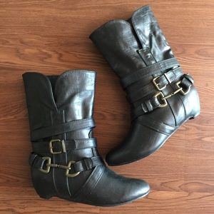 Black mid calf boots
