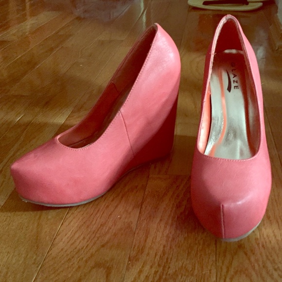 Coral Pink Hidden Platform Wedge Heel Size 8