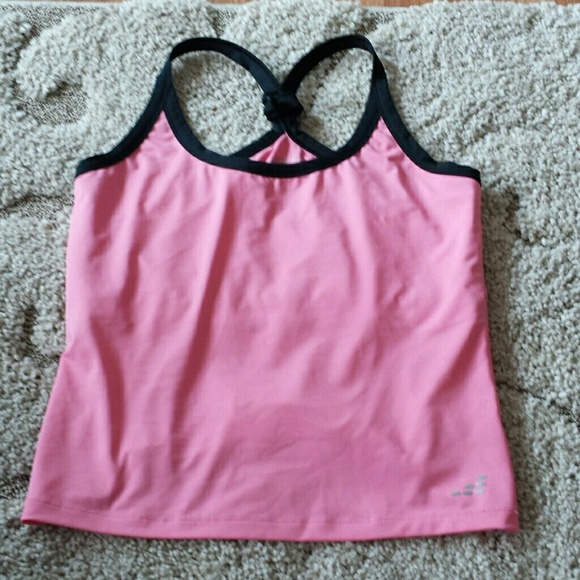 Pink and black racer back workout tank