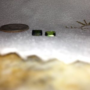 Pair of small emerald cut chrome diopside