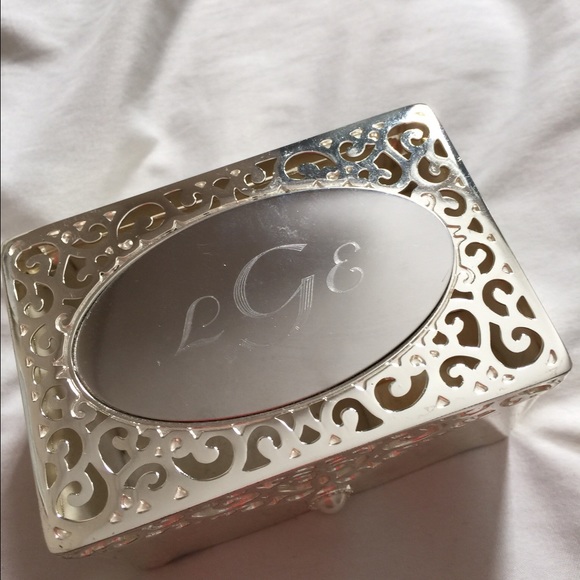 Sterling silver monogrammed jewelry box