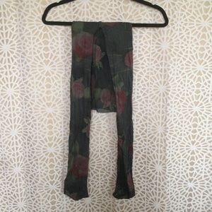 Free People Floral Tights Leggings Grey Medium