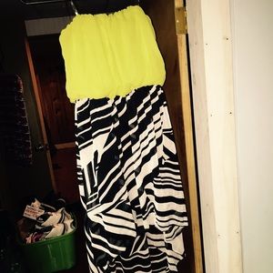 Lime green and zebra strapless dress
