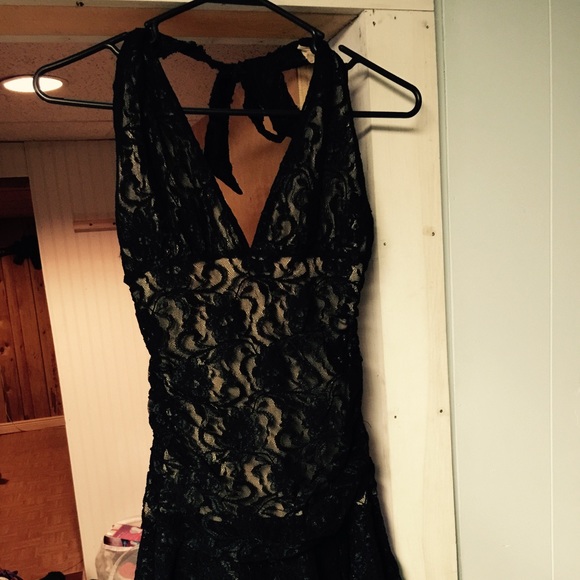 Black and tan lace dress