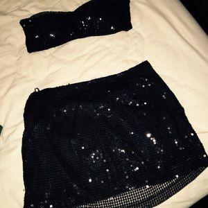 Sparkly strapless and skirt