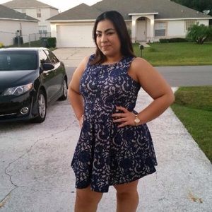 Blue and cream dress