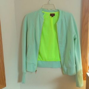 Blue and neon yellow jacket