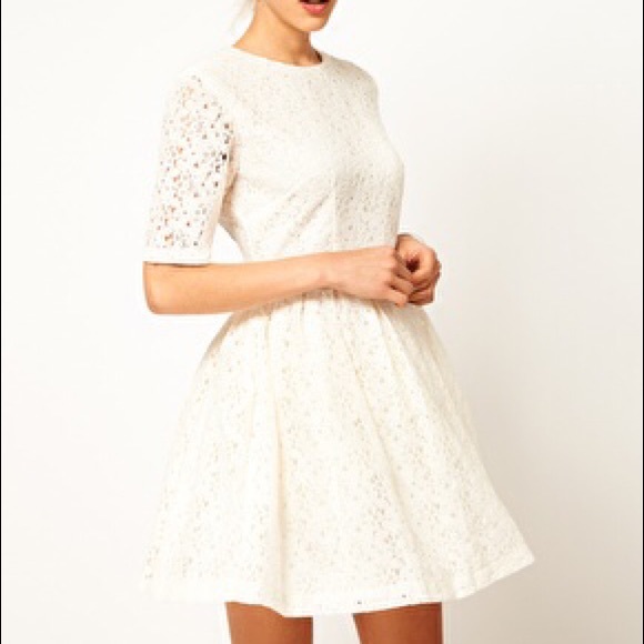 ASOS Cream Lace Skater Dress