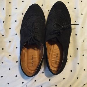 Black suede oxfords