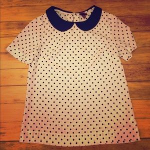 Peter Pan collar polka dot blouse
