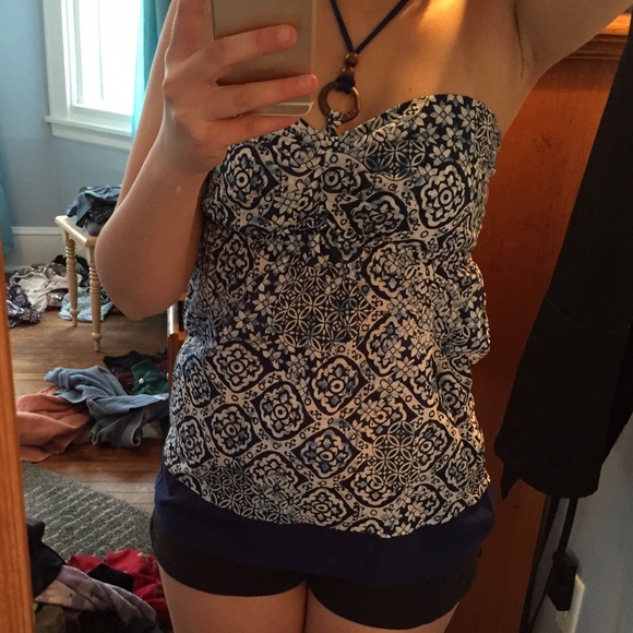 Blue and white tank top