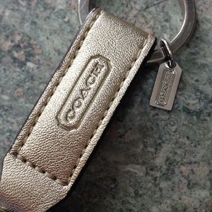 Gold leather Coach keychain