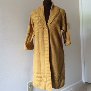 Golden mustard colored cardigan (3/4 sleeve)
