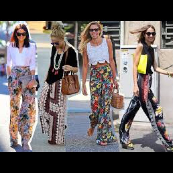 High Waisted print palazzo pants - Picture 1 of 15