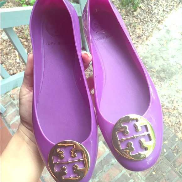 💜🍇Purple jelly Tory Burch flats, Gold Logo