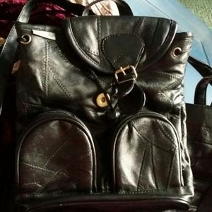 Leather mini backpack
