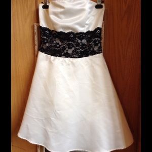 Elegant Cream with Black lace Dress