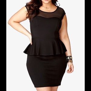 Black peplum and mesh dress