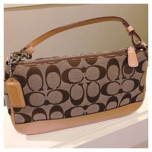 Coach Khaki Monogram Signature Leather Demi Bag