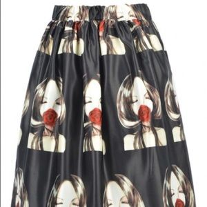 NWT Girl Print Pleated Midi Skirt!