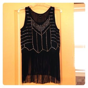 Sexy, black bling and fringe top