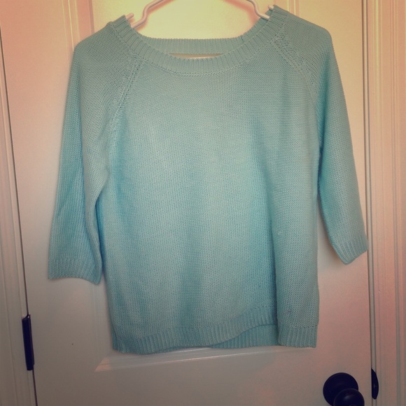 Mint sweater with cutout in back