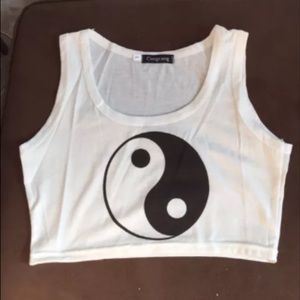 Yin Yang Feng Shui Graphic Crop Top