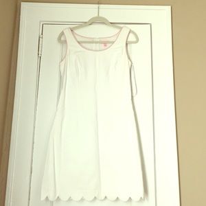 Lilly Pulitzer White Scalloped Seersucker Dress